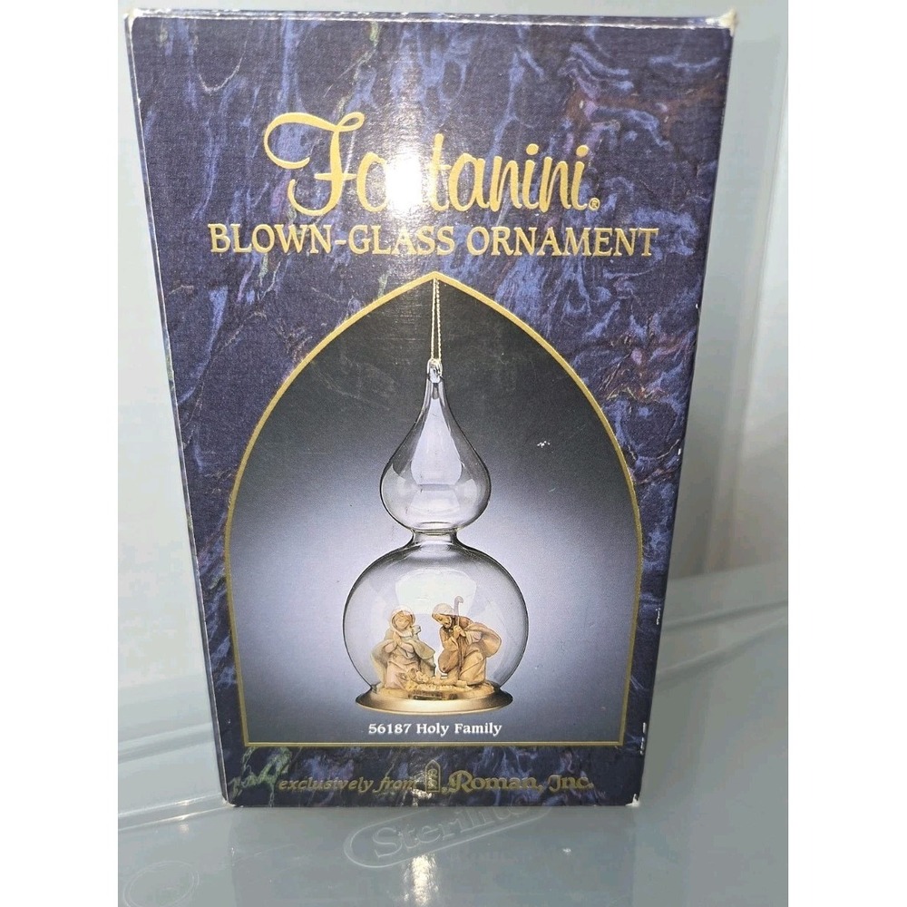 Fontanini Blown Glass Christmas Ornament w/ Holy Family Nativity 56187 w Box